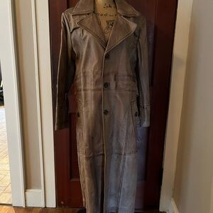 Full length leather trench coat
